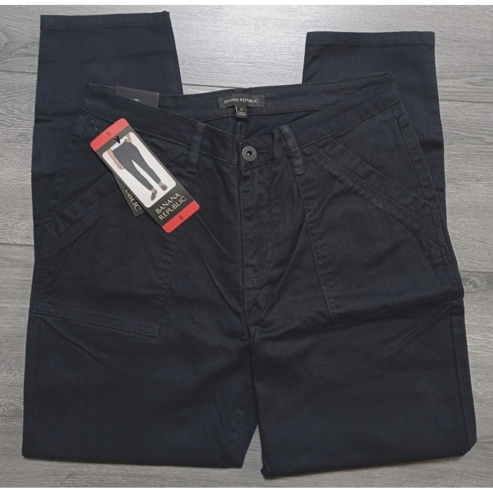 Banana Republic High Rise Twill Pant Womens Size 8 Black Ankle Office Casual